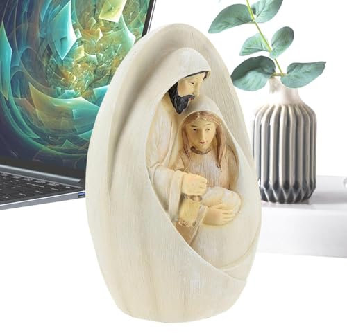 GTFYUDGH 10x6cm Resina Figura de Belen - Sagrada Familia Estatua de la Natividad para Navidad