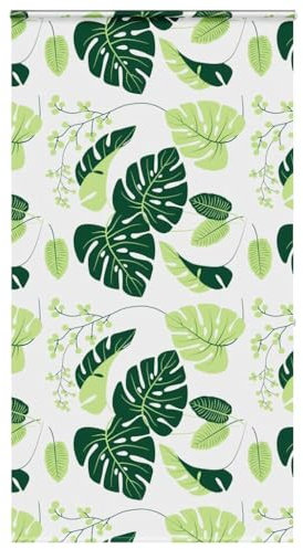 vidaXL Shower Roller Blind with Cassette - 140x240 cm - Water PEVA - Green Leaves - Space Saving