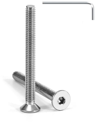 Tunejoy Tornillo Avellanado M4 x 40 mm Tornillos de Cabeza Avellanada Hexagonal de Acero Inoxidable A2 V2A Norma DIN 7991 con llave Allen Rosca Completa 20 Piezas