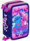 Clondo Mädchen Federmäppchen 3-Fach gefüllt, Für Stitch und Angel Fan, 45-TLG., Rosa, Radierbare Gelstifte, Filzstifte, Buntstifte, Schere, Kleber, Mit Reißverschlussfächern
