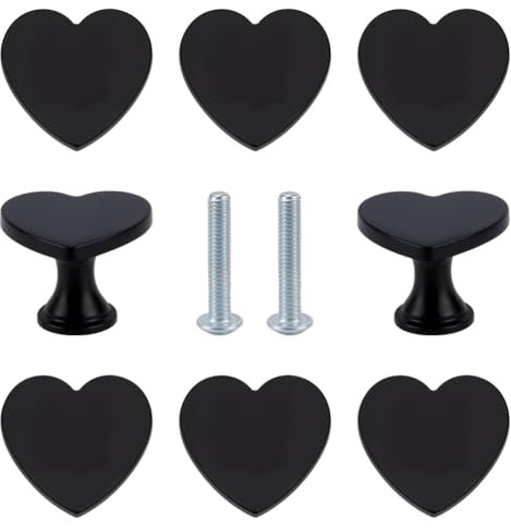 GOMAKERER 8 Satz Schrankknöpfe, Möbelknöpfe Schwarze Herz Kommodenknöpfe Schubladenknöpfe Schrankbeschläge Legierungsknöpfe Für Zuhause Schrank Kleiderschrank, 32x33.5x25mm