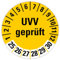 100 Stück – Mehrjahresprüfplakette „UVV geprüft | 25-30“ Etikett Folie Aufkleber Sticker, Gelb | Ø 15-40 mm Made in Germany, Größe: Ø40 mm