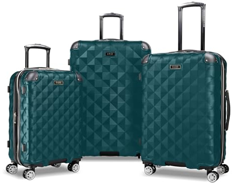 Kenneth Cole REACTION Diamond Tower Collection Lightweight Hardside Expandable 8-Wheel Spinner Travel Luggage, Deep Teal, 3-Piece Set (20, 24, & 28)
