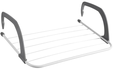 MURIEL BARGAINS 5 Bar Radiator Airer – White Over Radiator Clothes Dryer Rack – Compact Indoor Laundry Hanger for Towels, Socks & Garments – Foldable Space-Saving Drying Rack for Home & Bathroom (1)