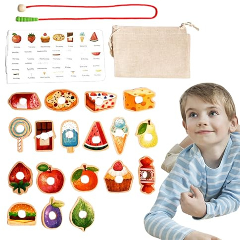 Generico Wire Games - Wooden Caterpillar Rope Toy Funny | String Colowful String Gaded Toy | Activity Stringing Game Game Lacing String Ideal for Fine Mo Skills