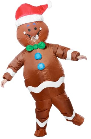 Ficlwigkis Christmas Inflatable Costumes Santa Claus Outfit Blow up Christmas Snowman Reindeer Costume Fancy Dress for Ault Unisex One Size