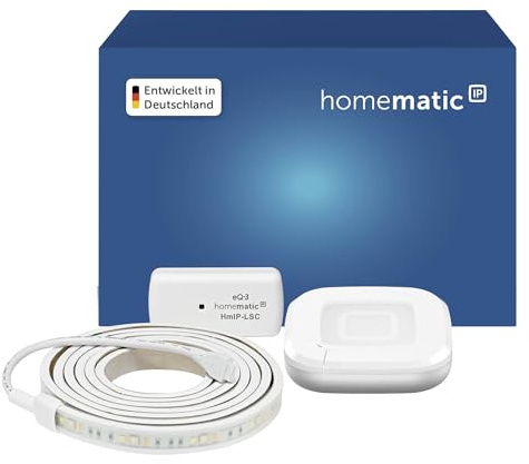 Homematic IP Smart Home Lightstrip Set mit Access Point 2, indirekte Beleuchtung, 2m, Steuerung per App, Google Assistant und Alexa