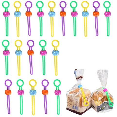 20Pcs Multi-Purpose Food Sealer, Reusable Colored Sealing Tape Elastic Cord Organizer Detachable Zip Cable Ties for Sealing Food Bags Organizing Wires (Random Color)