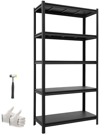 VEVOR Étagère de Rangement, 5 Niveaux Réglables, Étagère Charge Lourde Modulable 925x417x1813 mm, Capacité de Charge Totale 1360,8 kg, Rayonnage Métallique pour Entrepôt, Garage, Cave et Cuisine
