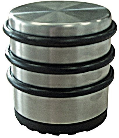 HSI Türstopper Hoch Edelstahl 65 x 75 mm - Rutschfester Türstopper hoch mit drei türschonenden Gummiringen