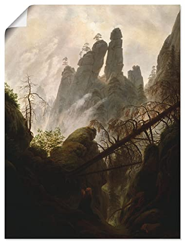 ARTLAND Wanddeko Poster & Kunstdrucke Wandposter Natur Gestein Bäume Nebel Felsenschlucht 1822/23 Romantik Caspar David Friedrich B4CB