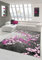 Designer Teppich Moderner Teppich Wohnzimmer Teppich Blumenmuster Grau Lila Pink Weiss Rosa Größe 80x150 cm