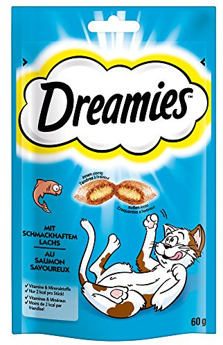Dreamies Katzensnacks Katzenleckerli Klassiker mit Lachs Geschmack, 6 Packungen (6 x 60g)