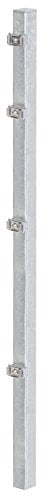Alberts 677626 Zaunpfosten für Doppelstabmattenzaun | mit Klemmlaschenbefestigung | feuerverzinkt | Länge 1500 mm | Pfosten 60 x 40 mm