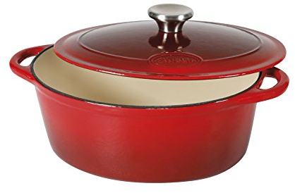 Sitram 710839 Cocotte 4 L Fonte d'acier émaillée Forme ovale,Rouge/Crème,27 x 21 x 11.5 cm