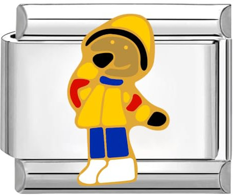 Quiges - 9mm Italian Style Charm Modul Edelstahl Junge im Winter für Italienische Armbänder