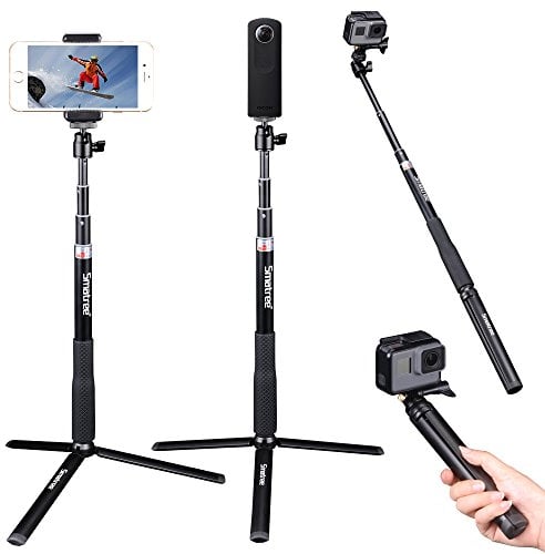 Smatree Selfie Stick Stativ,Selfie Stick SmaPole Q3 Teleskopstange mit Stativ Kompatibel für GoPro 12/11/10/9/8/7/6/5/4/3/2/1/Session/Max/DJI OSMO 3/Ricoh Theta/Insta 360,für Action Cam/Handys
