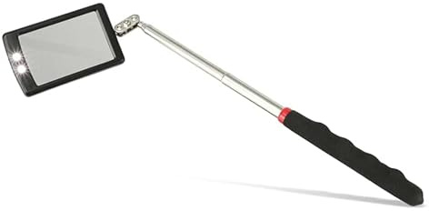 DAYTOOLS Beleuchteter Teleskopspiegel TS-6442 LED | Ausziehbar bis 880 mm | Spiegelgröße 64 x 42 mm | 2 Superhelle LEDs | Mit Gelenk für flexible Ausrichtung