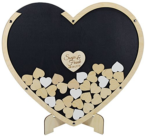 Gästebuch aus Holz und Acrylglas zur Hochzeit, personalisiert, Wunschgravur, Wunschfarbe inkl. Herzen