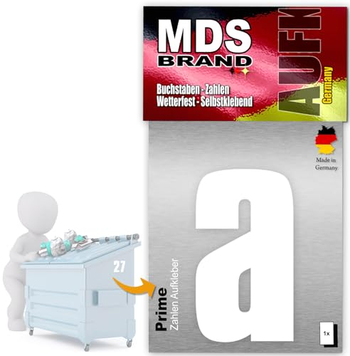 MDS Brand Prime 15cm Buchstaben Aufkleber Klebezahlen Selbstklebend Hausnummer Aufkleber Weiss (a)