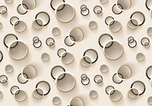 wandmotiv24 Photo murale Effet 3D S 200 x 140cm - 4 pièces photo, papier peint non tissé Cercles noirs M3961