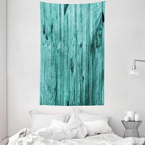 ABAKUHAUS Blau Wandteppich und Tagesdecke, Antik Holz Textur aus Weiches Mikrofaser Stoff Waschbar ohne Verblassen Digitaldruck, 140 x 230 cm, Türkis und Blau