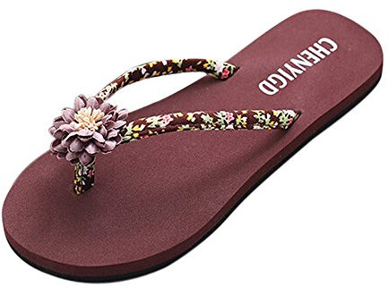 Sandalen Frauen Slim Beach Flip Flops Flipflops Sandalen Schuhe Bad Hausschuhe (37,Braun)