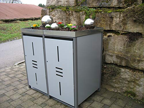 Mülltonnenverkleidung Mülltonnenbox foliert Metall Kippfunktion