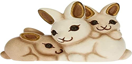 THUN - Figur Krippe Kaninchen Gruppe - Weihnachtsdekoration Haus - Klassische Krippe - Keramik - 6,2 x 3,7 x 4,2 h cm