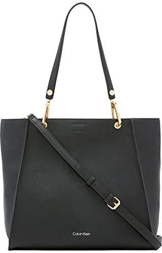 Calvin Klein Damen Reyna North/South Tragetasche, Schwarz/Gold
