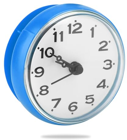 Cyrank Badezimmeruhr Mit Saugnapf, wasserdichte Dusche Uhr Mit Saugnapf, Badezimmer Uhr, Uhr Badezimmer Klein, Baduhr, wasserdichte Badezimmer Wanduhr Für Badezimmer, Design Badezimmer-Uhr(blau)