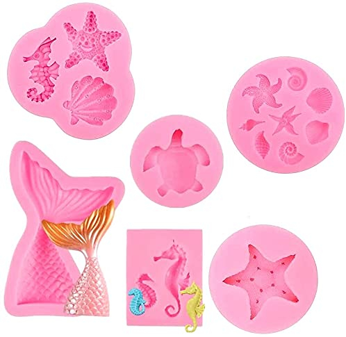 Voarge 6 moldes de silicona para hacer tú mismo para fondant, hornear, chocolate, mazapán, pasteles, gelatina, magdalenas, dulces, manualidades, moldes