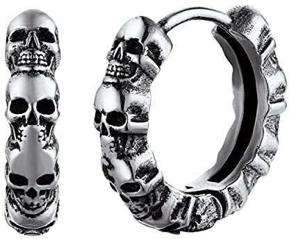 U7 Edelstahl Totenkopf Ohrstecker für Herren Damen Ohrringe Punk Biker Huggie Schädel Creolen Ohrring Herren Piercing Ohr Vintage Totenköpfe Ohrstecker Männer Ohrschmuck Modeschmuck für Weihnacht