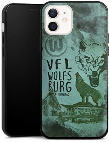 Slim Case extra dünn kompatibel mit Apple iPhone 12 Silikon Handyhülle schwarz Hülle Wolf VFL Wolfsburg Fanartikel