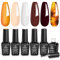 Beetles Gel Nail Polish with Blooming Amber Attraction, 5 Farben Weiß Burgunderrot Braun, 1 Stück, klarer, blühender Gel-Nagellack
