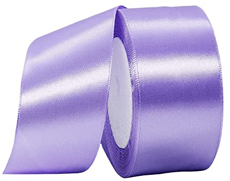 40mm Wide Pastel Purple Ribbon Thick Lilac Satin Ribbon 22m, 1.5 inch Thick Light Purple Ribbon for Gift Wrapping Wedding Car Christmas Birthday Cake Hair Bow Florist Bouquet Crafts Decorations
