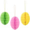 Set 3er Bunte Ostereier Osterdeko Wabenbälle aus Pappe Bunte Waben-Deko zum Hängen bute Eier Rosa Gelb Grün 12cm groß