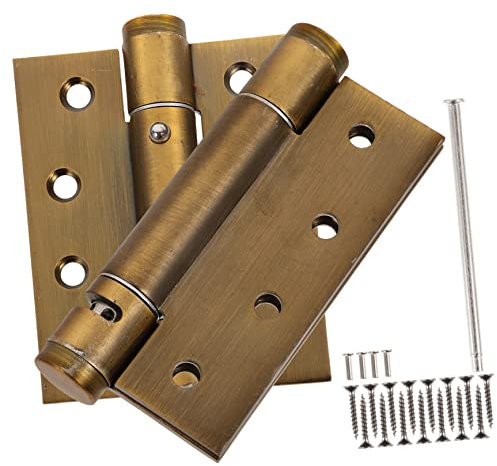 Housoutil 2pcs Self Closing Door Hinges Hydraulic Invisible Door Closers Heavy Duty in Antique Brass 4x3x3