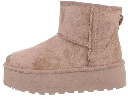 Ital Design Damen Stiefeletten mit flacher Sohle, runde Spitze