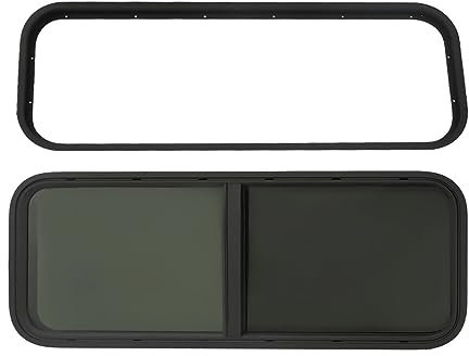 JINPRDAMZ Fenêtre latérale de caravane, fenêtre latérale horizontale coulissante avec fenêtre anti-insectes, fenêtre de caravane, en aluminium, 90 x 30 cm, pour caravane, remorque de caravane, noire