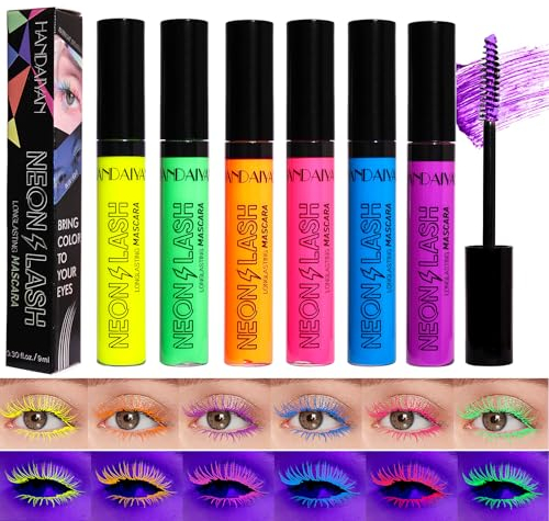 Denestup Set De Mascara Pour Cils 6 Couleurs, Imperméable, Volumateur, Fluorescent Mascara Pour Cils épais Et Longs Maquillage Pour Les Yeux, Cosplay Halloween Et Maquillage De Noël