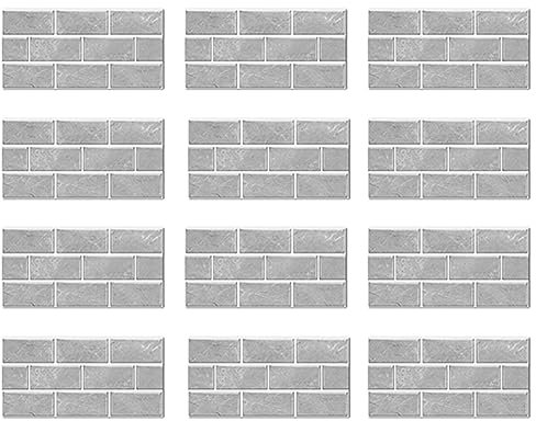 Echwave Baldosa adhesiva y protectora contra salpicaduras de 12 hojas, pegamento de mármol blanco artificial en barra de PVC en azulejos antisalpicaduras para cocina 12 x 6 duradero, fácil de