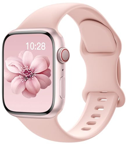 Yoohoo Soft Silicone Strap Compatible with Apple Watch Straps 38mm 40mm 41mm 42mm 44mm 45mm 46mm 49mm Women Men,Sport Replacement Bands for iWatch Series 11 10 9 8 7 6 5 4 3 2 1 SE Ultra,Pink