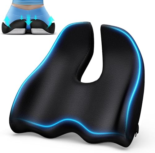 Benazcap Sitzkissen für Bürostuhl,Ergonomisches Sitzkissen für Büro&Autostuhl,Wirkt Schmerzreduzierend, Memory-Foam Sitzkissen mit Waschbarer Bezug,Lenden Unterstützung Sitzkissen für Langes Sitzen, M