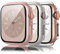 Amzpas 【3 Pezzi】 Cover per Apple Watch 42mm Series 3 2 1 con Pellicola Protettiva, Vetro Temperato Rigida Custodia per Apple Watch Series 3 2 42mm