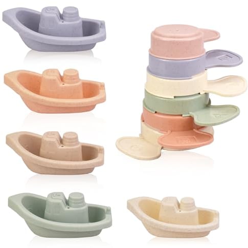 CARROUSEL Bath Boats for Kids, Stacking and Floating Boats Bath Toy Set for Toddler, Baby Bath Toys for Bathtub, Water Play Toys for 1 2 3 4 Year Old Boys Girls