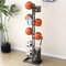 Treesunshine Supporto da Calcio per Basket, Organizzatore per Garage per Attrezzature Sportive, Portaoggetti per Basket, Rastrelliera Verticale per palloni con 7 Supporti per palloni e 2 cestini, per