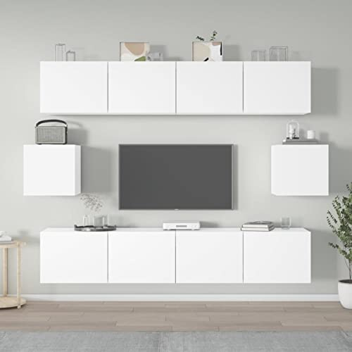 LAPOOH 6-TLG. TV-Schrank-Set Weiß Holzwerkstoff, Wohnzimmer Möbel, Sideboard Wohnzimmer, Fernsehschrank, Tv Kommode, Tv Lowboard, Tv Möbel, Wohnwand - 3114358