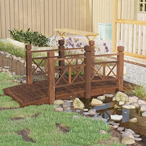 Pont de jardin en épicéa massif avec balustrades 150 x 67 x 56 cm