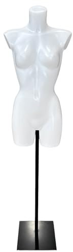 Weiße weibliche Sportbekleidung Schaufensterpuppe, Büste für Dessous, Badebekleidung, Mode und Ladeneinrichtungen, Lieferung mit schwarzem Metall-Bodenständer